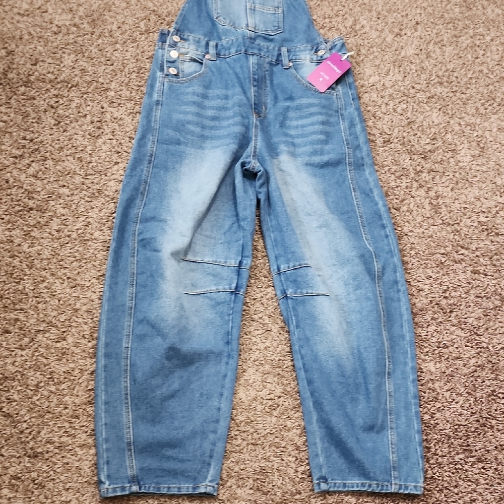 Baggy Barrel Blue Women's Denim Overalls - Picture 2 of 7